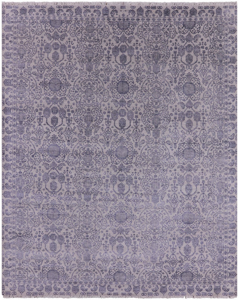 Grey Modern Hand Knotted Wool & Silk Rug - 8' 1" X 10' 0" - Golden Nile
