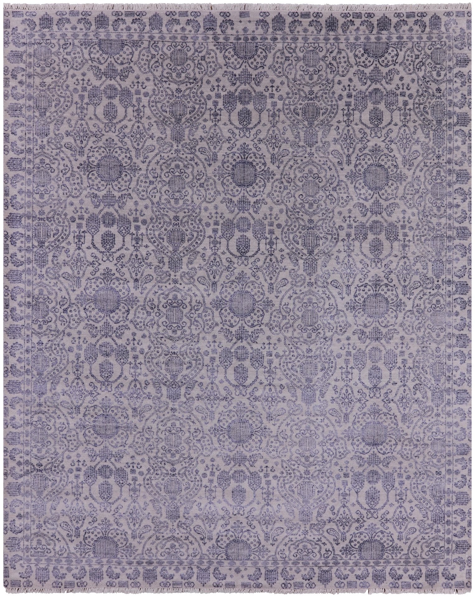Grey Modern Hand Knotted Wool & Silk Rug - 8' 1" X 10' 0" - Golden Nile