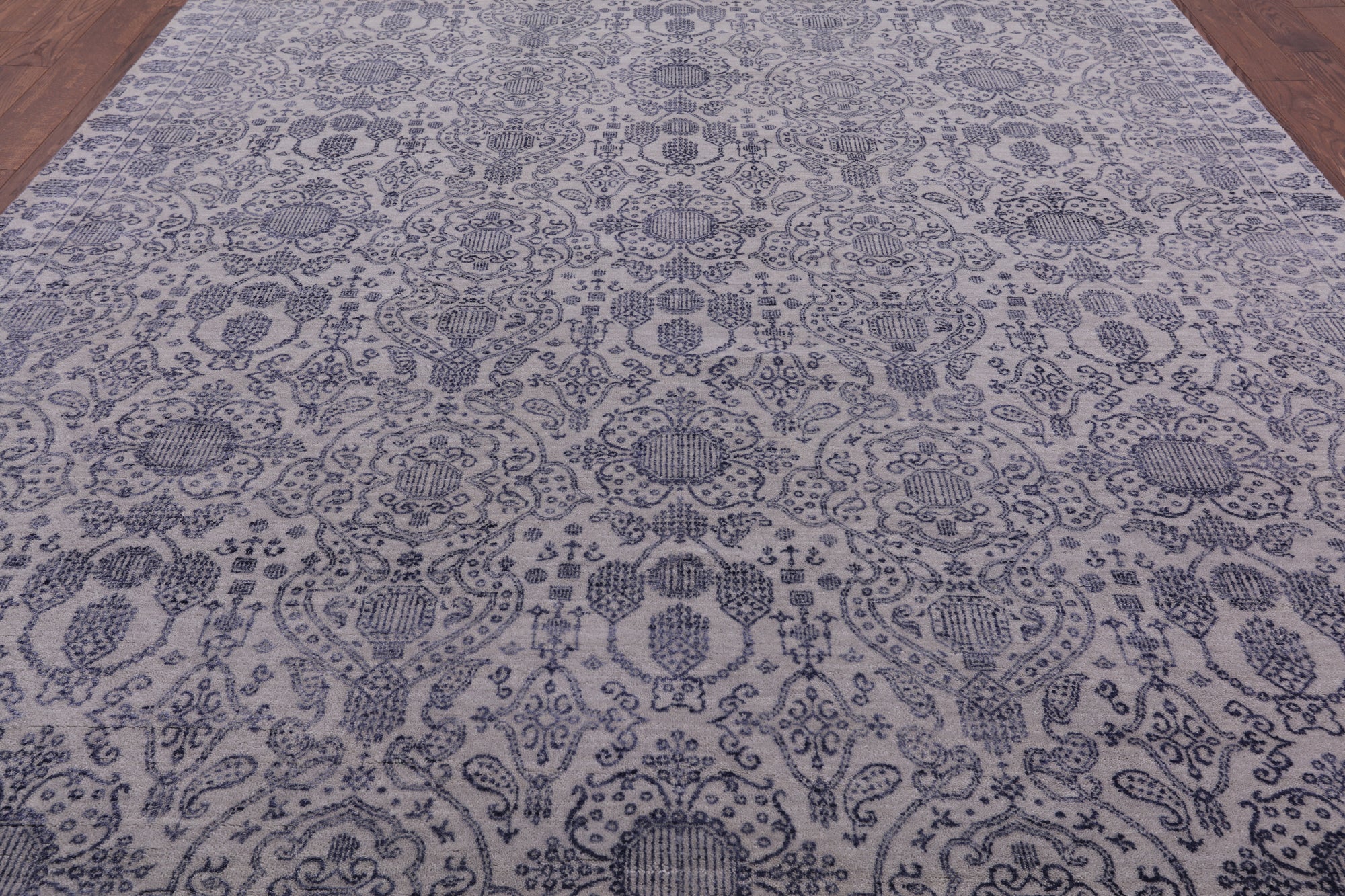 Grey Modern Hand Knotted Wool & Silk Rug - 8' 1" X 10' 0" - Golden Nile
