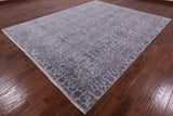 Grey Modern Hand Knotted Wool & Silk Rug - 8' 1" X 10' 0" - Golden Nile