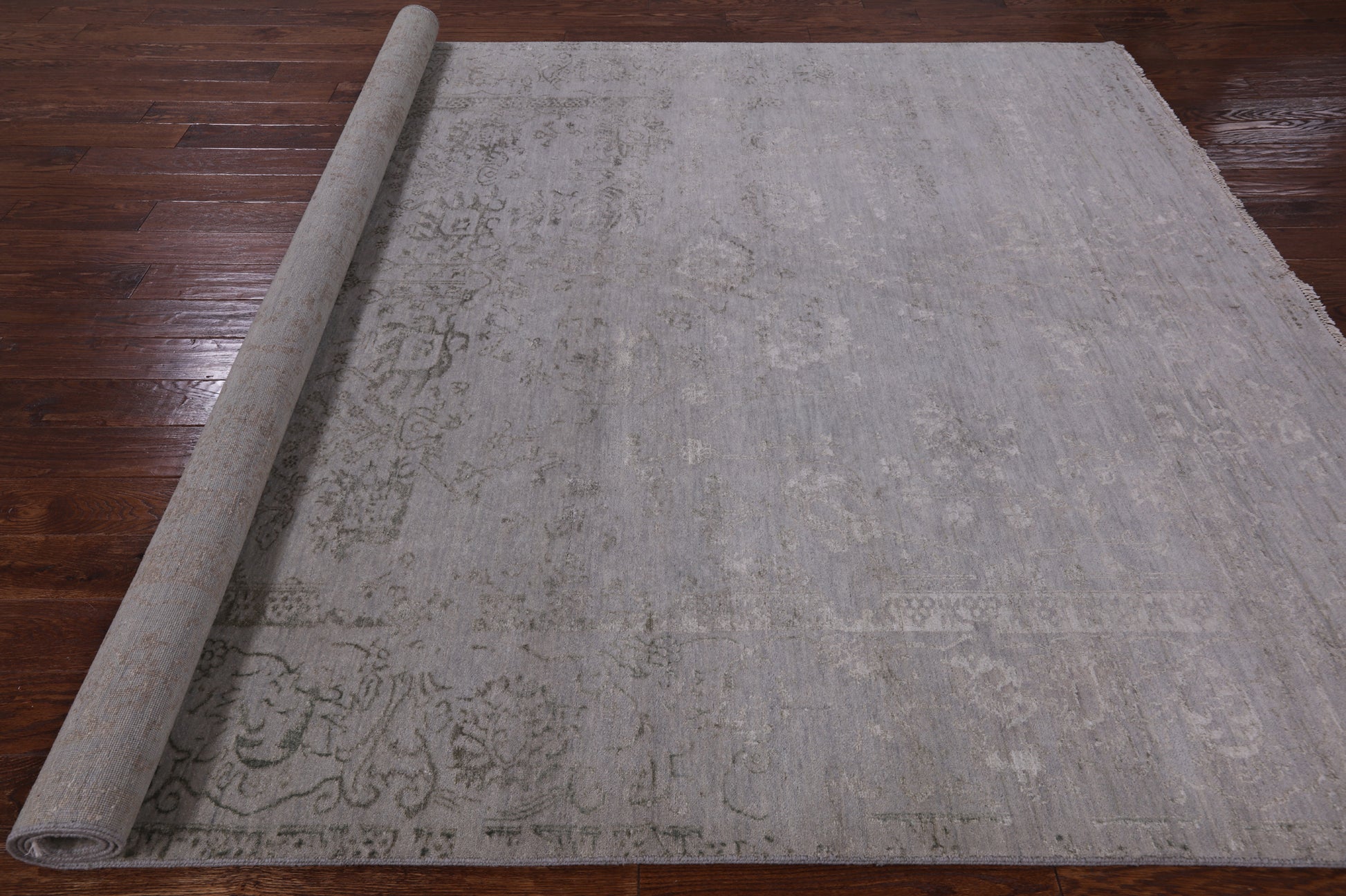 Grey Modern Handmade Wool & Silk Rug - 8' 1" X 10' 2" - Golden Nile