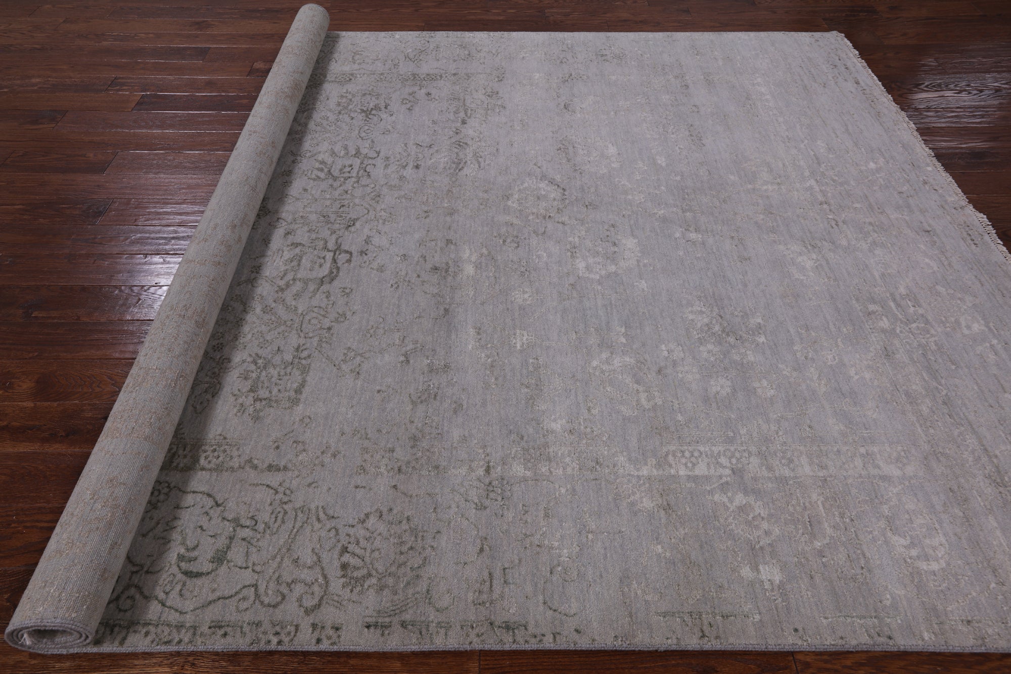 Grey Modern Handmade Wool & Silk Rug - 8' 1" X 10' 2" - Golden Nile