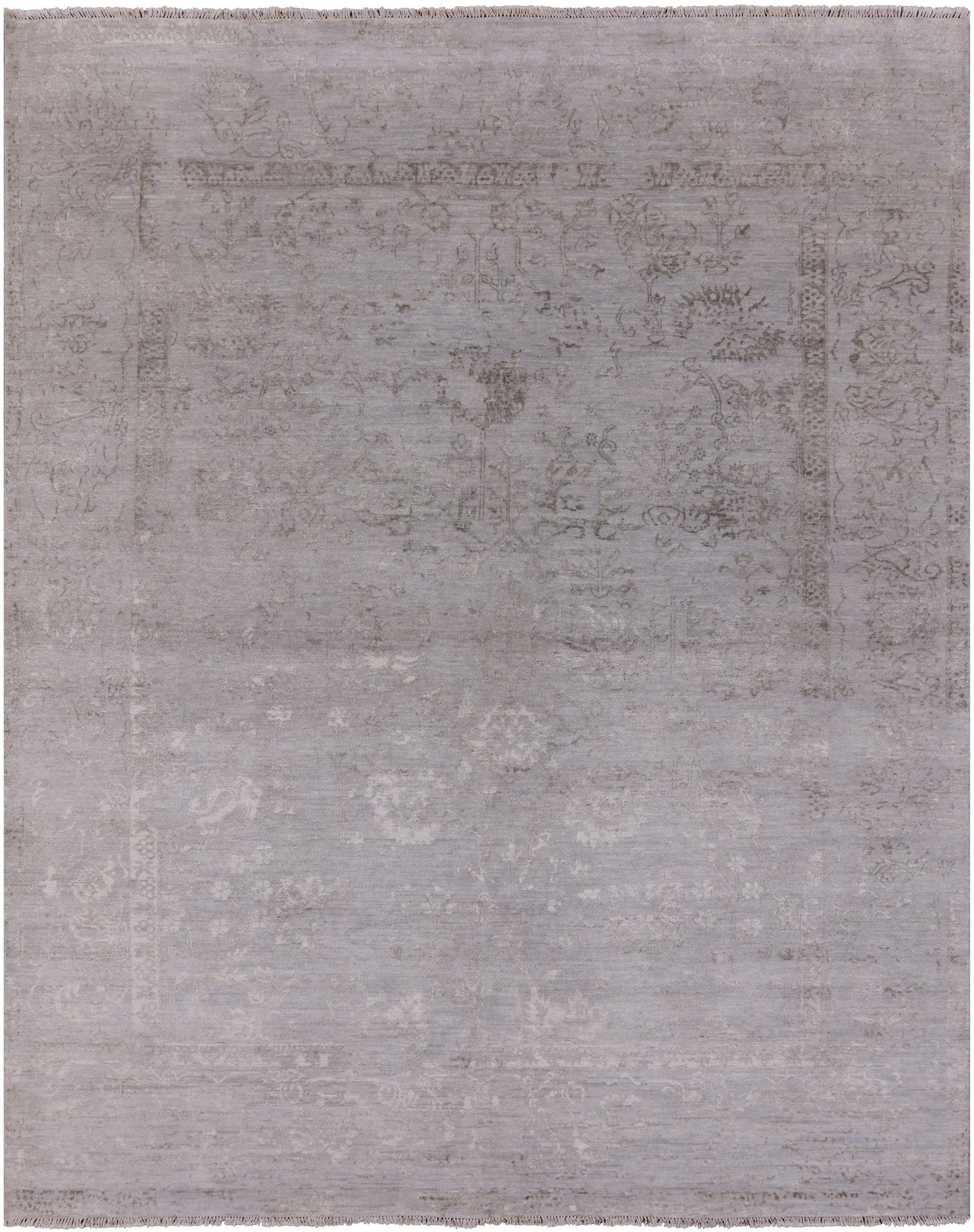 Grey Modern Handmade Wool & Silk Rug - 8' 1" X 10' 2" - Golden Nile