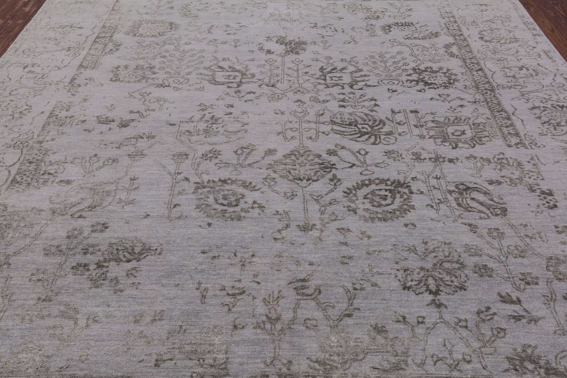 Grey Modern Handmade Wool & Silk Rug - 8' 1" X 10' 2" - Golden Nile
