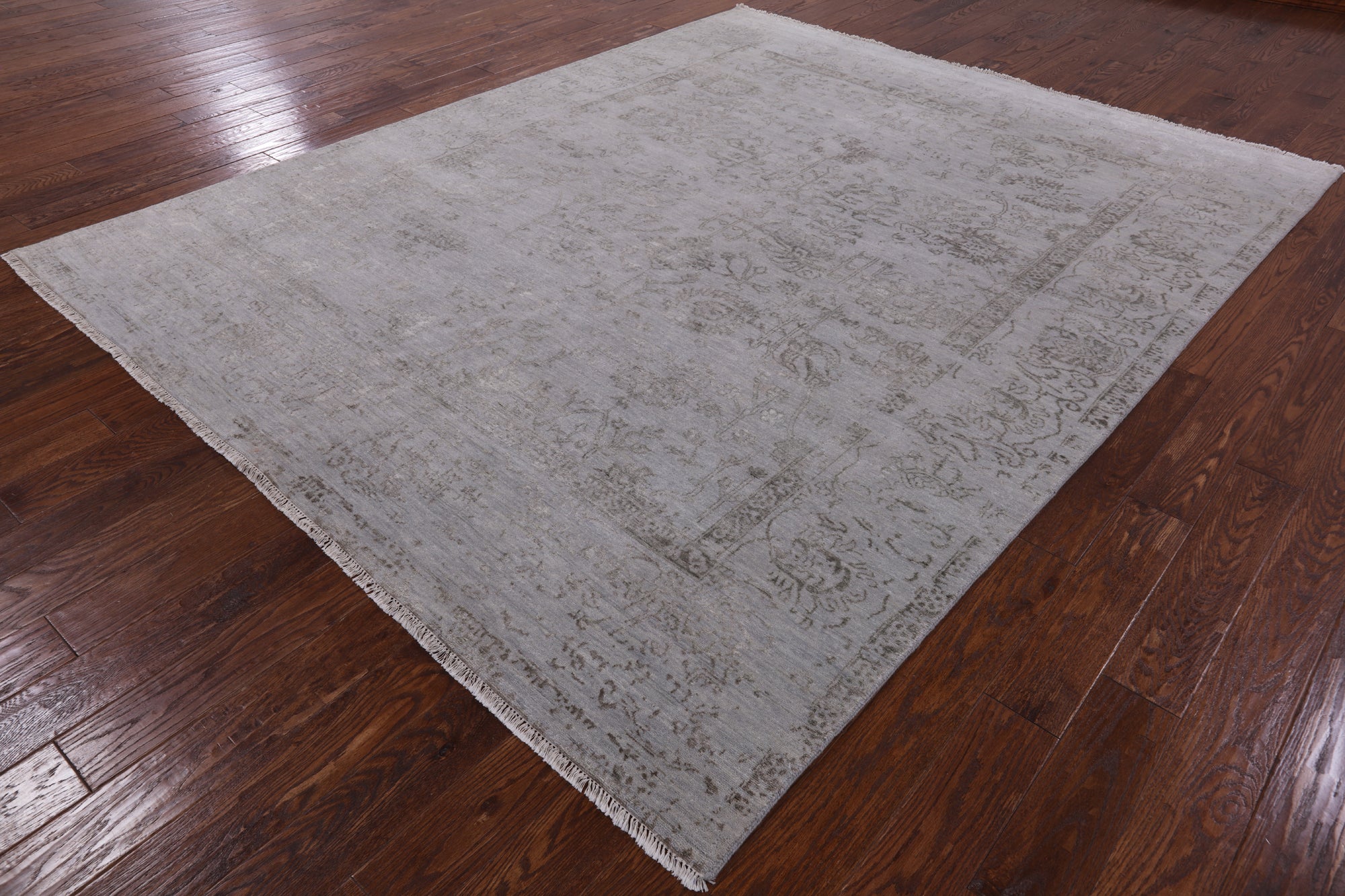 Grey Modern Handmade Wool & Silk Rug - 8' 1" X 10' 2" - Golden Nile