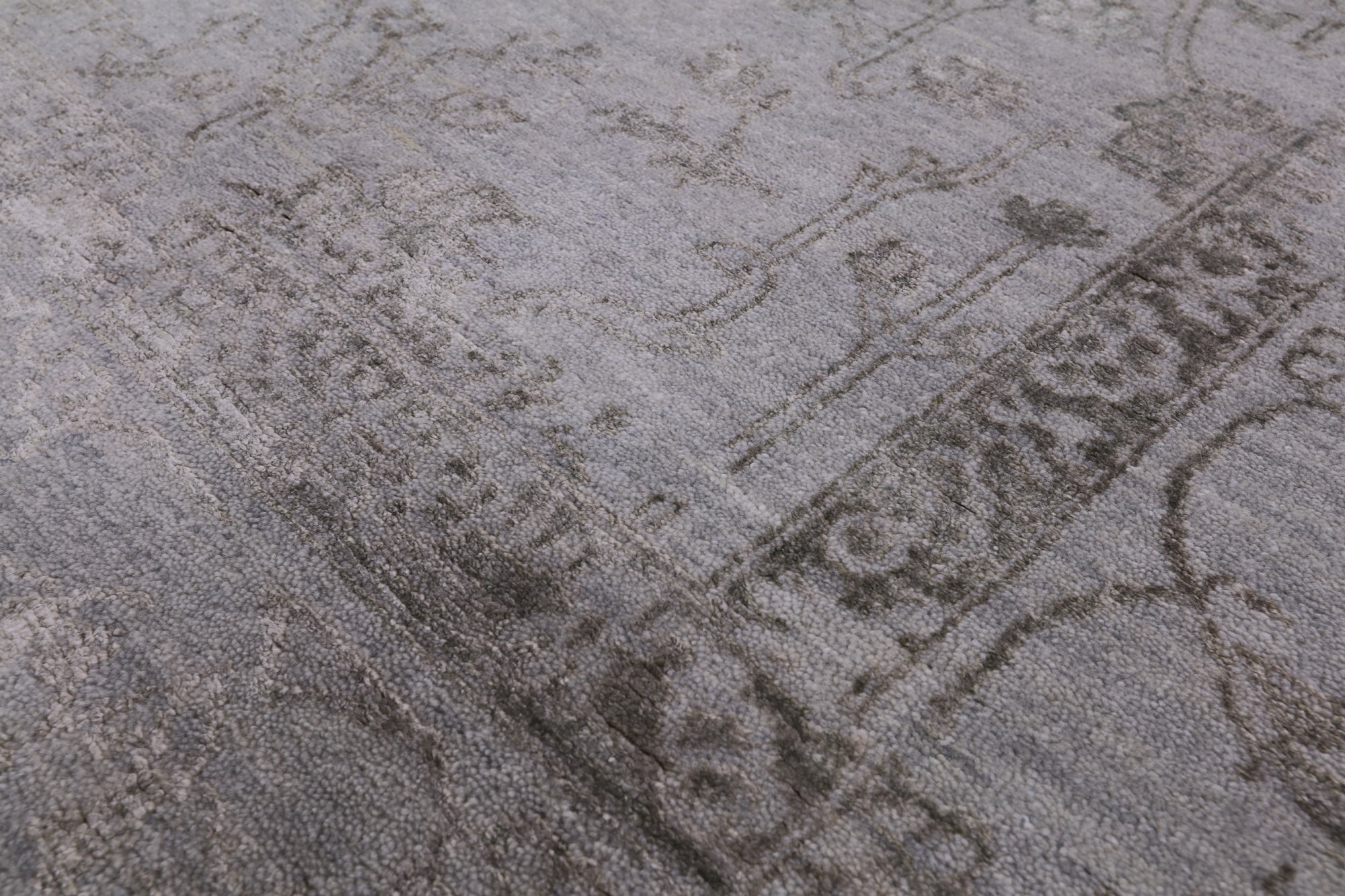 Grey Modern Handmade Wool & Silk Rug - 8' 1" X 10' 2" - Golden Nile