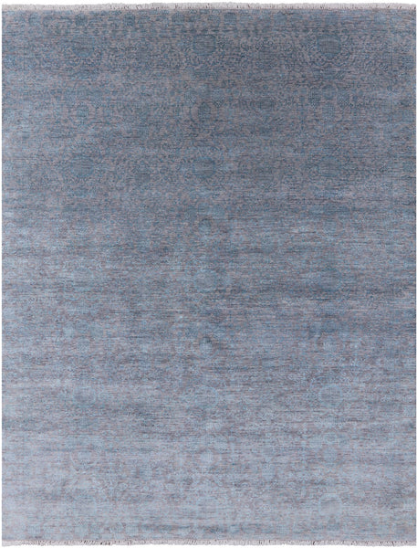 Grey Modern Hand Knotted Wool & Silk Rug - 7' 11" X 10' 4" - Golden Nile