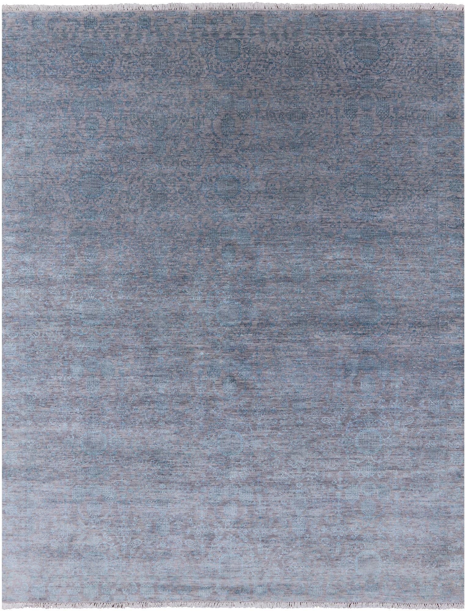 Grey Modern Hand Knotted Wool & Silk Rug - 7' 11" X 10' 4" - Golden Nile