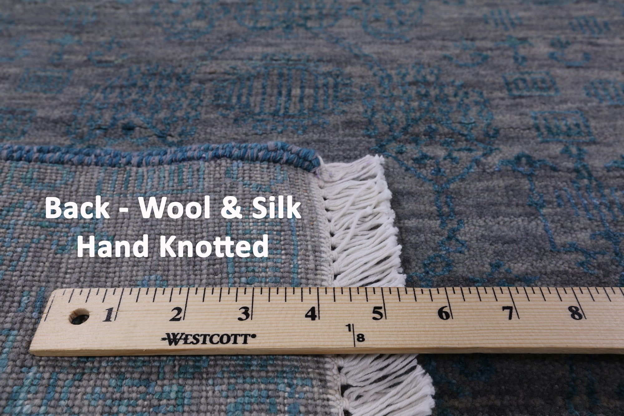 Grey Modern Hand Knotted Wool & Silk Rug - 7' 11" X 10' 4" - Golden Nile