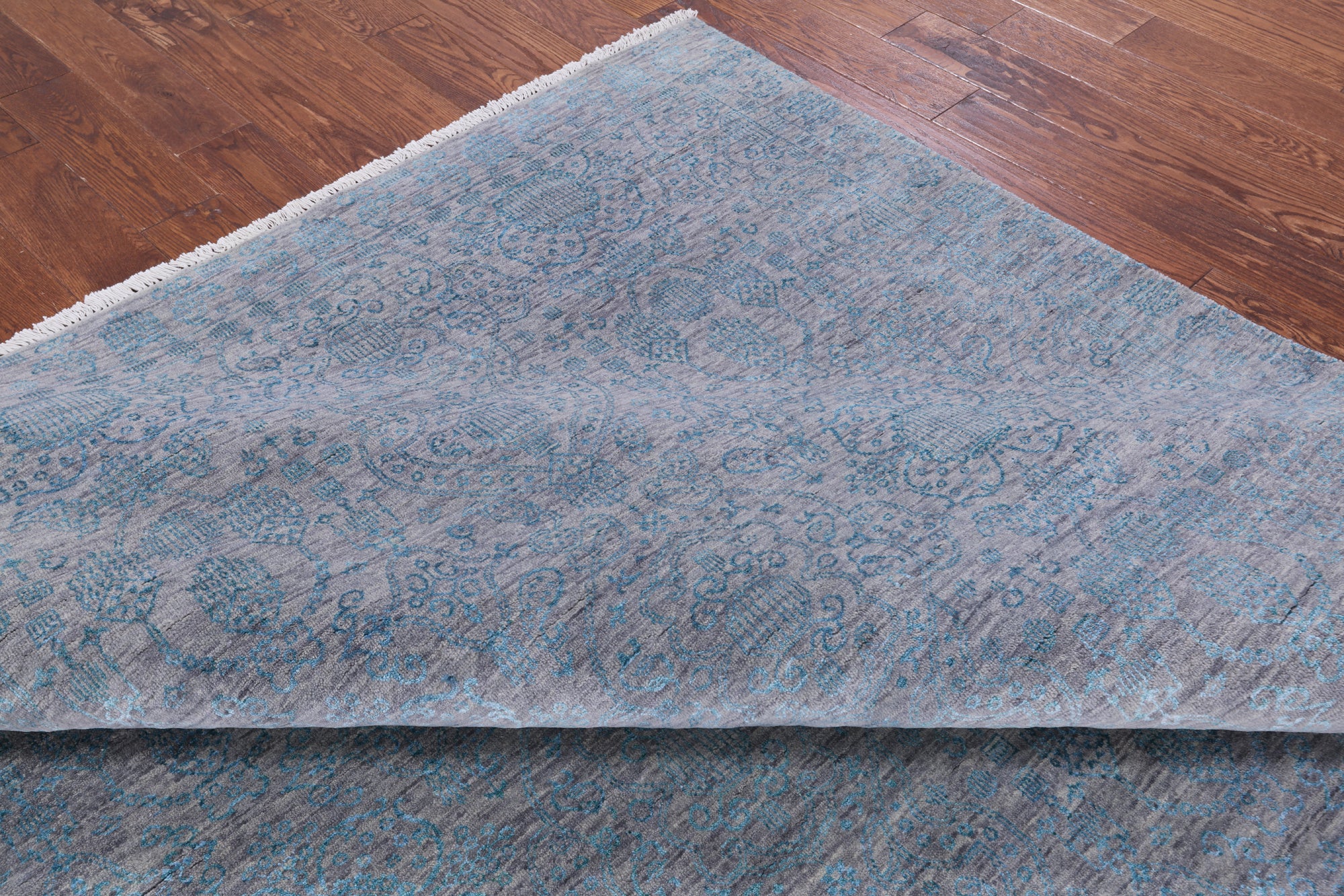Grey Modern Hand Knotted Wool & Silk Rug - 7' 11" X 10' 4" - Golden Nile