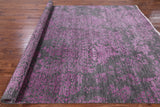 Grey Modern Hand Knotted Wool & Silk Rug - 8' 0" X 10' 0" - Golden Nile