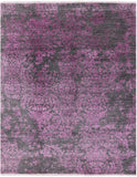 Grey Modern Hand Knotted Wool & Silk Rug - 8' 0" X 10' 0" - Golden Nile