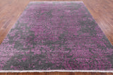 Grey Modern Hand Knotted Wool & Silk Rug - 8' 0" X 10' 0" - Golden Nile