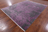 Grey Modern Hand Knotted Wool & Silk Rug - 8' 0" X 10' 0" - Golden Nile