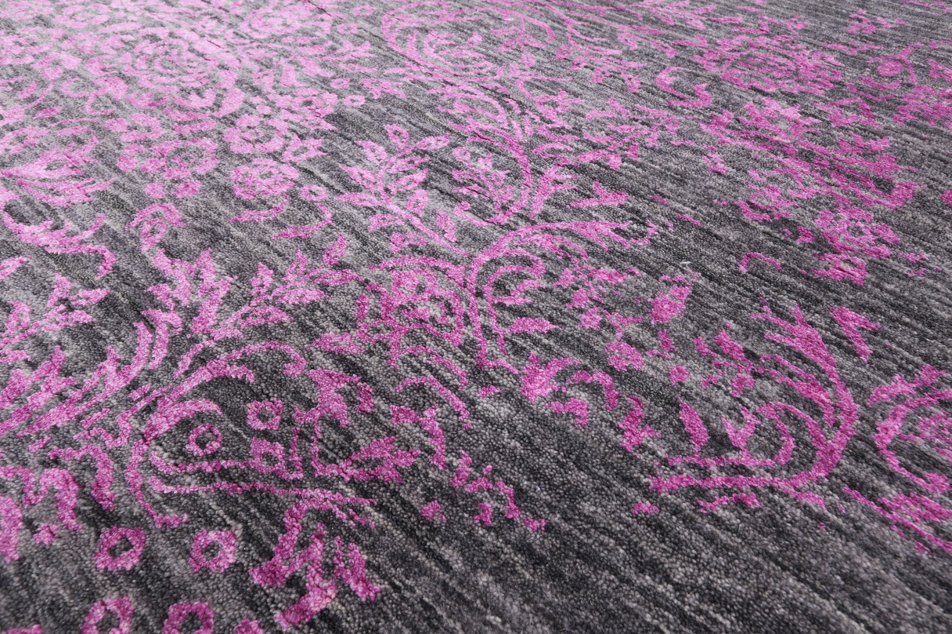 Grey Modern Hand Knotted Wool & Silk Rug - 8' 0" X 10' 0" - Golden Nile