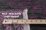 Grey Modern Hand Knotted Wool & Silk Rug - 8' 0" X 10' 0" - Golden Nile
