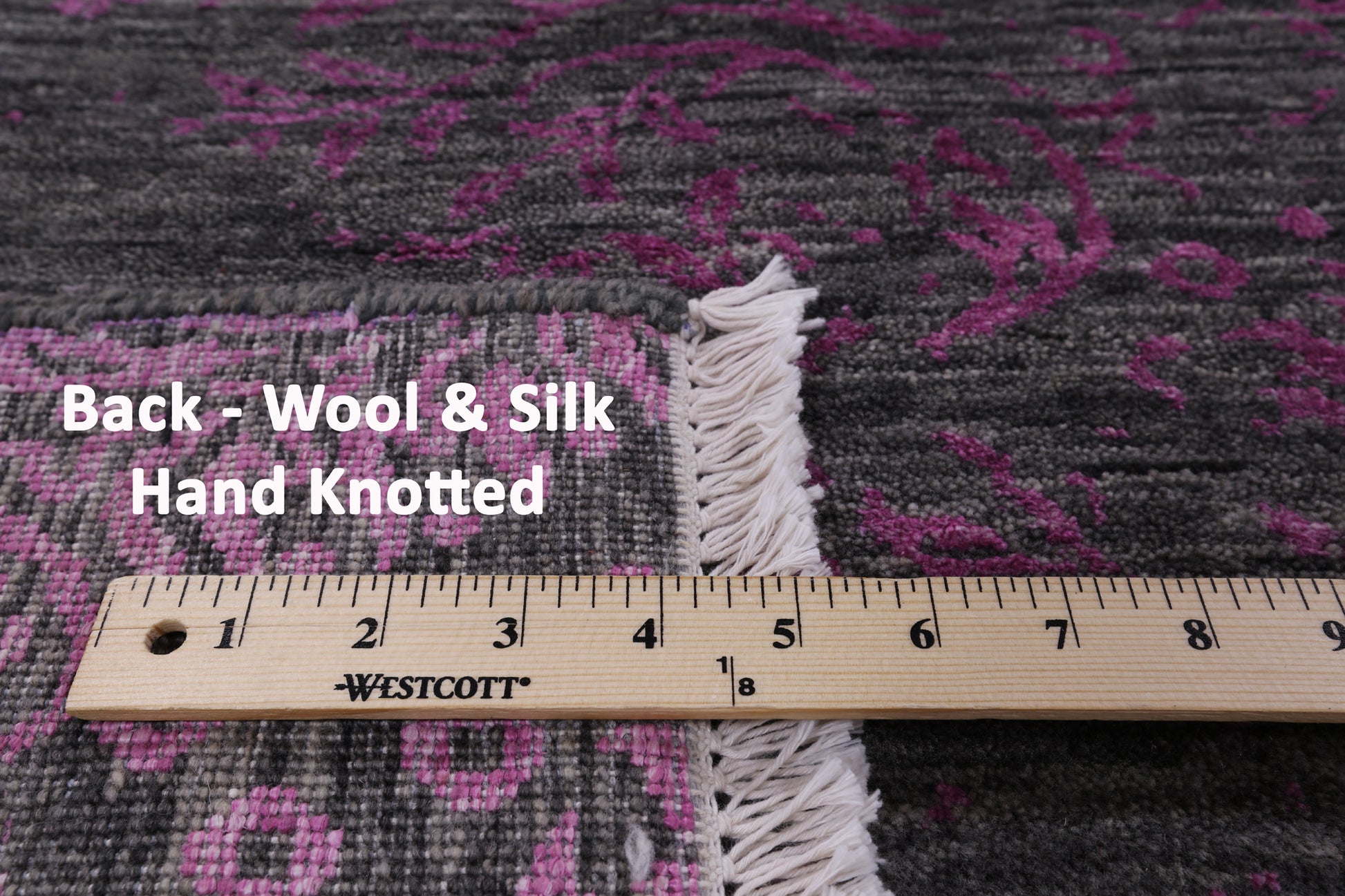 Grey Modern Hand Knotted Wool & Silk Rug - 8' 0" X 10' 0" - Golden Nile