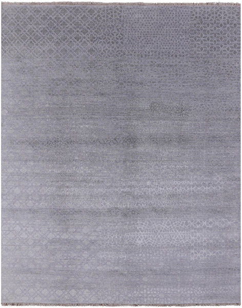 Grey Modern Handmade Wool & Silk Rug - 7' 11" X 9' 11" - Golden Nile