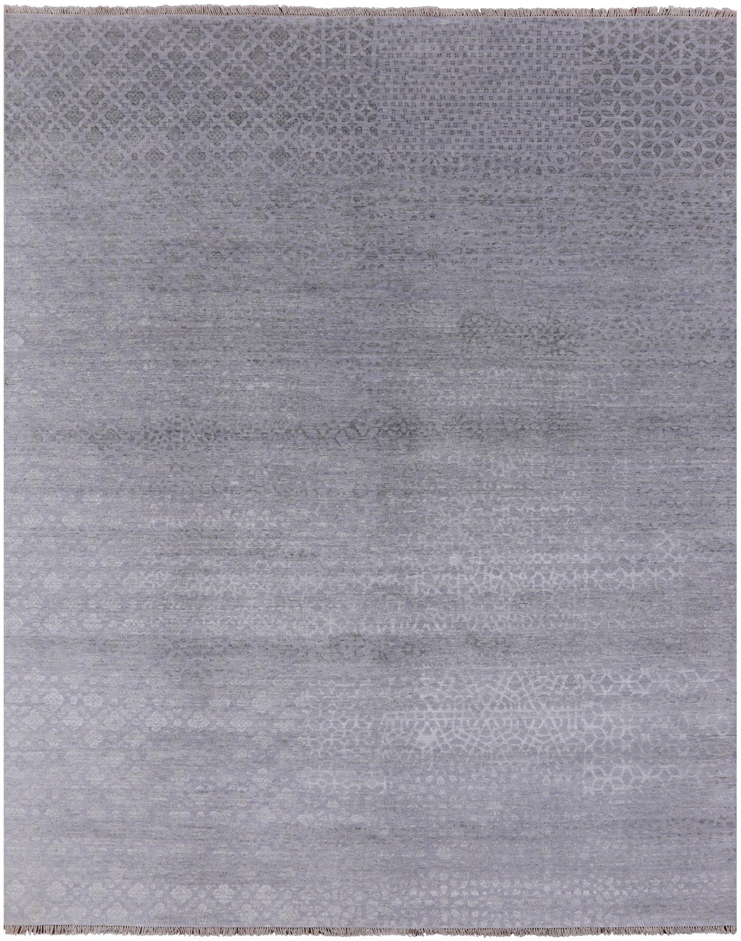 Grey Modern Handmade Wool & Silk Rug - 7' 11" X 9' 11" - Golden Nile