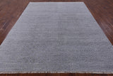 Grey Modern Handmade Wool & Silk Rug - 7' 11" X 9' 11" - Golden Nile