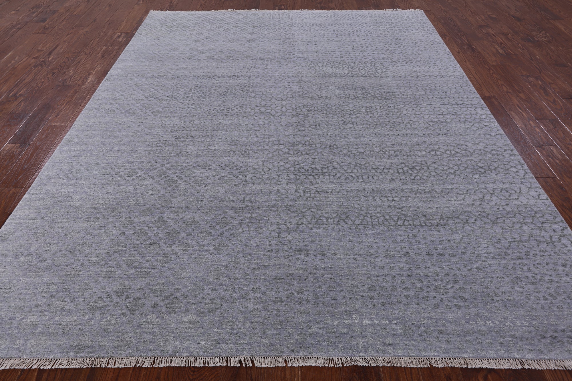 Grey Modern Handmade Wool & Silk Rug - 7' 11" X 9' 11" - Golden Nile