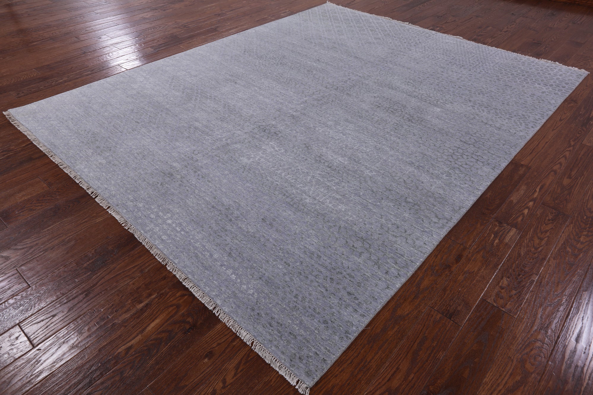 Grey Modern Handmade Wool & Silk Rug - 7' 11" X 9' 11" - Golden Nile