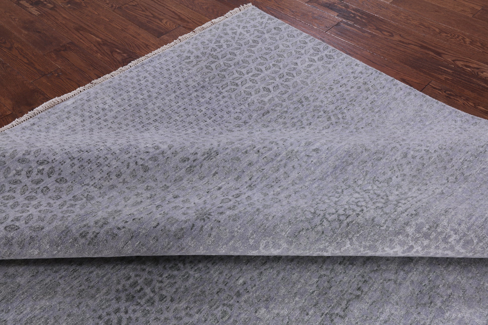 Grey Modern Handmade Wool & Silk Rug - 7' 11" X 9' 11" - Golden Nile