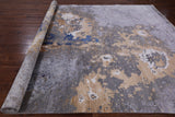 Modern Abstract Handmade Wool & Silk Rug - 9' 1" X 12' 3" - Golden Nile