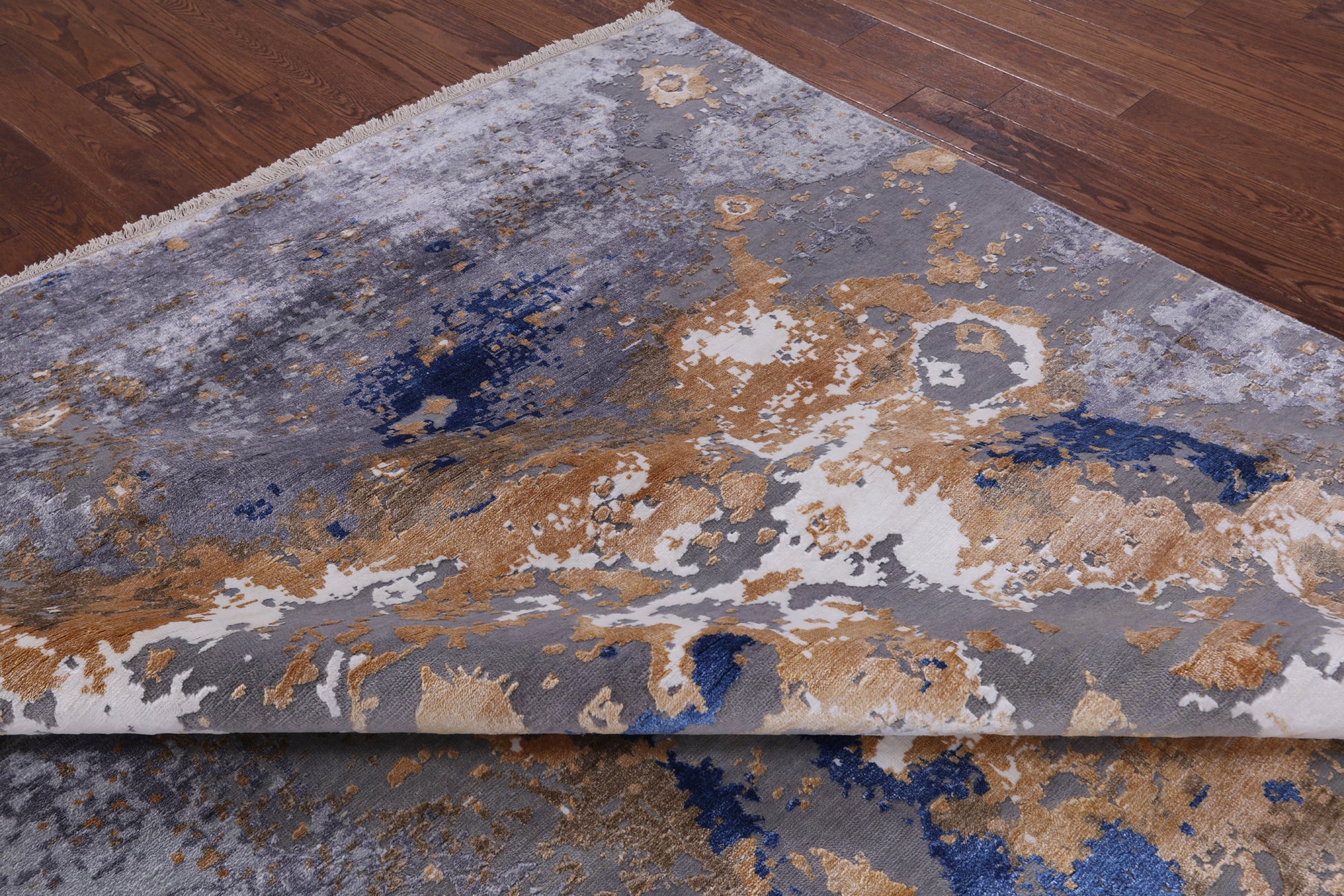Modern Abstract Handmade Wool & Silk Rug - 9' 1" X 12' 3" - Golden Nile