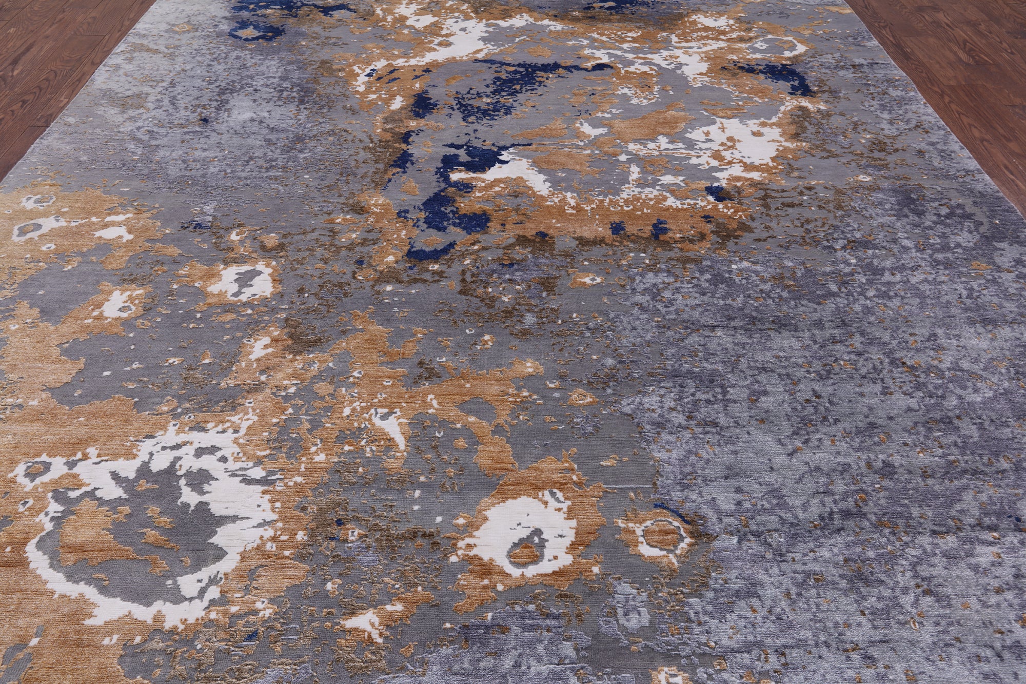 Modern Abstract Handmade Wool & Silk Rug - 9' 1" X 12' 3" - Golden Nile