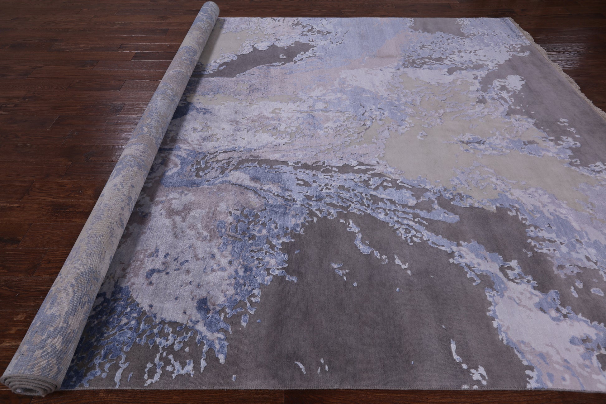 Modern Hand Knotted Wool & Silk Rug - 9' 0" X 11' 11" - Golden Nile