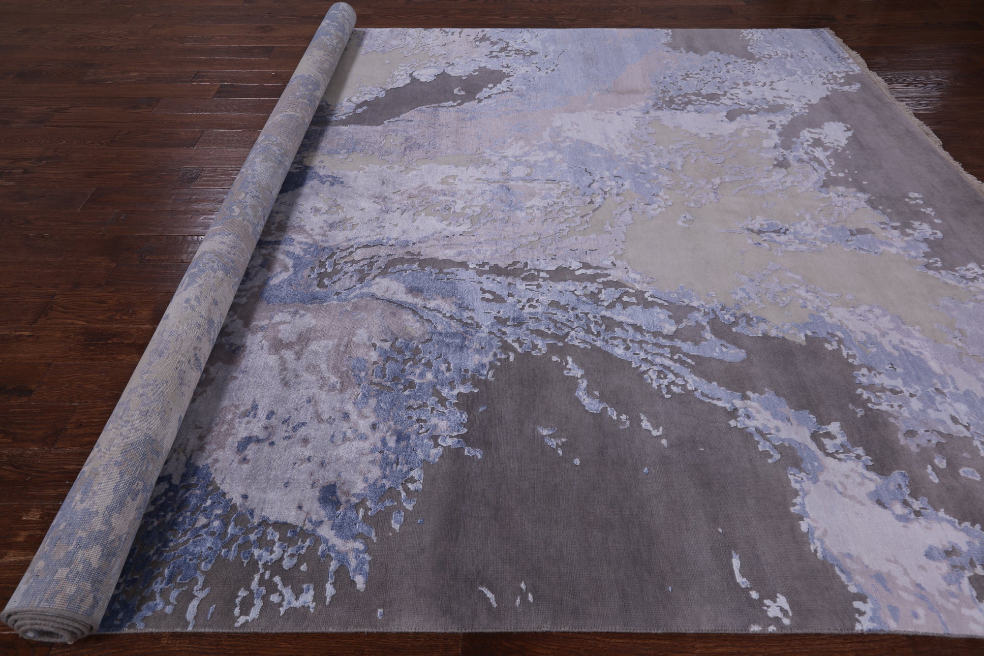Modern Hand Knotted Wool & Silk Rug - 9' 0" X 11' 11" - Golden Nile