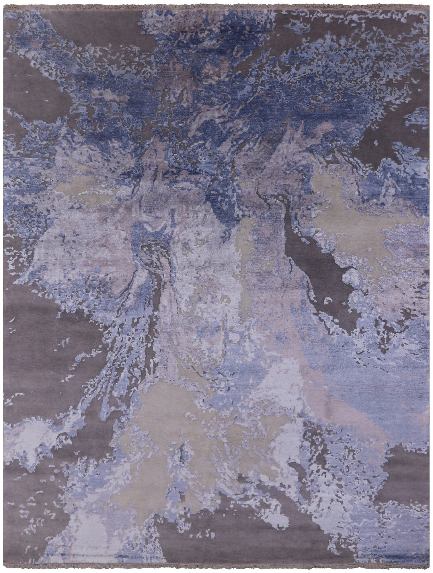 Modern Hand Knotted Wool & Silk Rug - 9' 0" X 11' 11" - Golden Nile