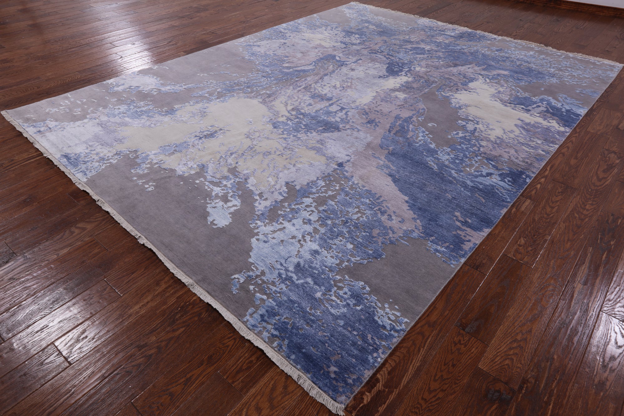 Modern Hand Knotted Wool & Silk Rug - 9' 0" X 11' 11" - Golden Nile