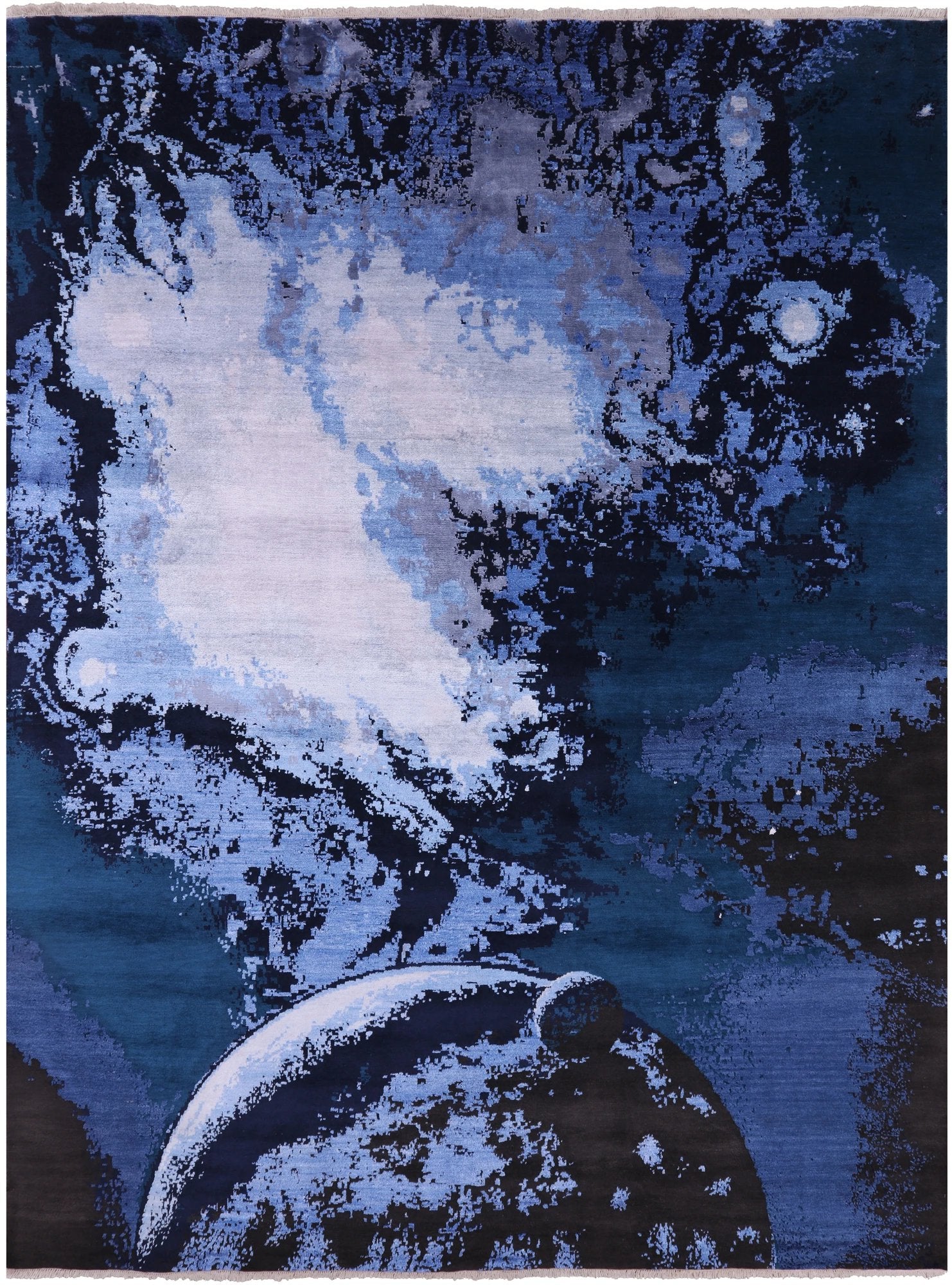 Full Moon Design Modern Handmade Wool & Silk Rug - 9' 0" X 12' 0" - Golden Nile