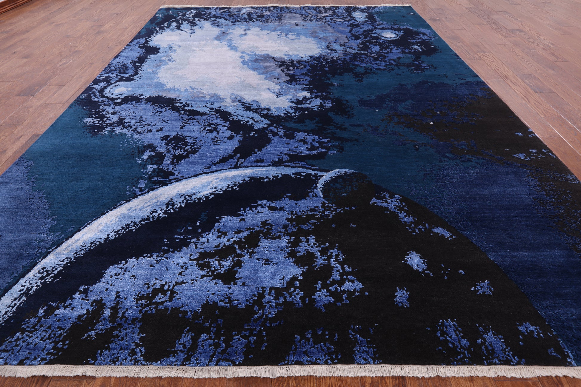 Full Moon Design Modern Handmade Wool & Silk Rug - 9' 0" X 12' 0" - Golden Nile