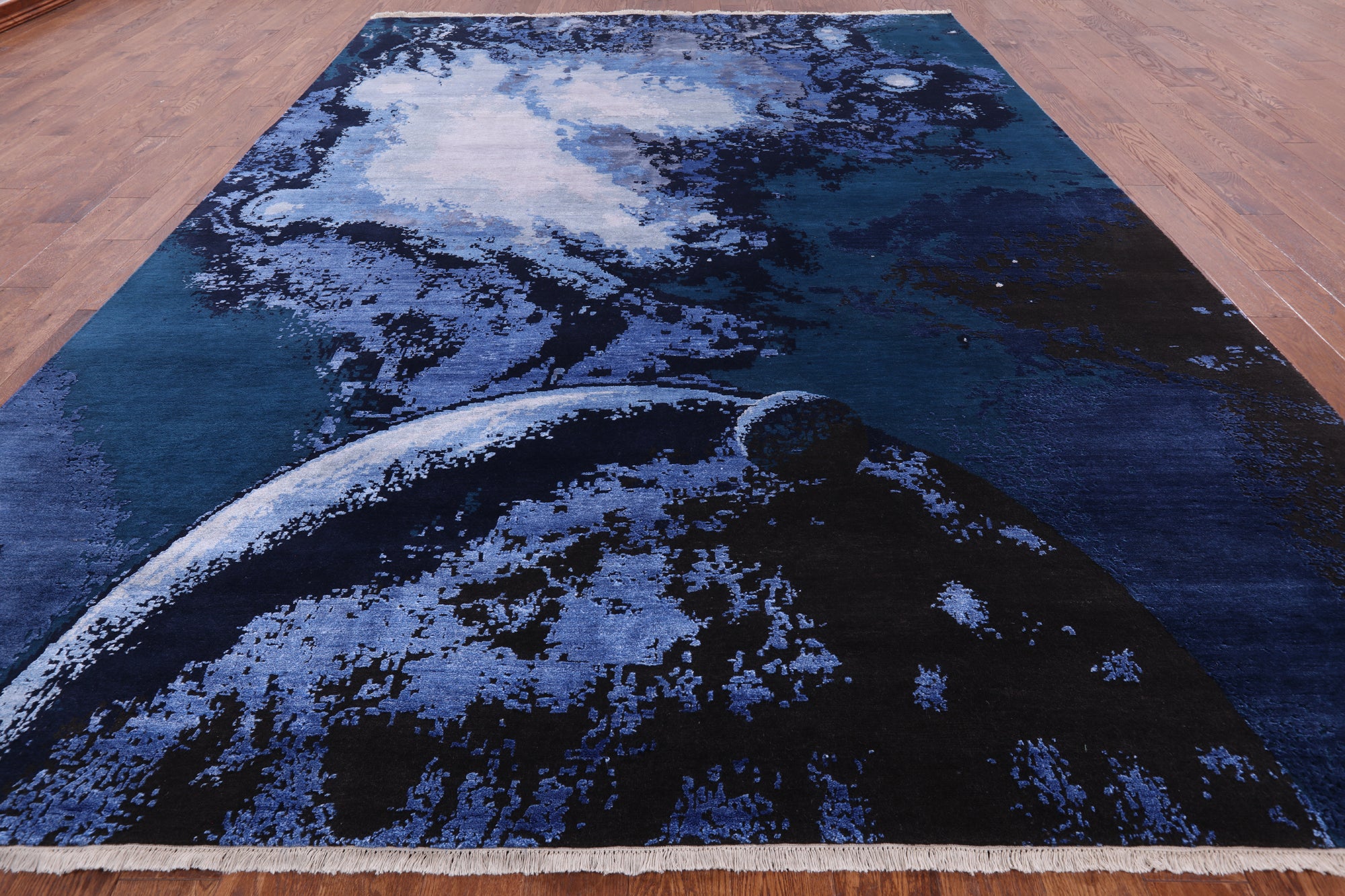 Full Moon Design Modern Handmade Wool & Silk Rug - 9' 0" X 12' 0" - Golden Nile