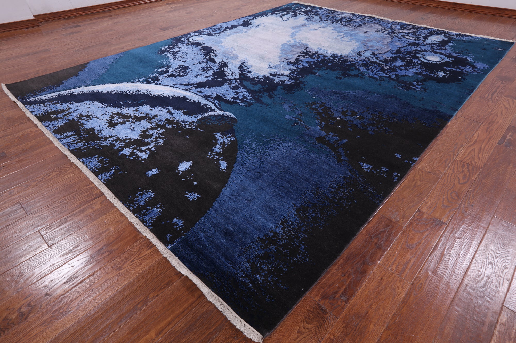 Full Moon Design Modern Handmade Wool & Silk Rug - 9' 0" X 12' 0" - Golden Nile