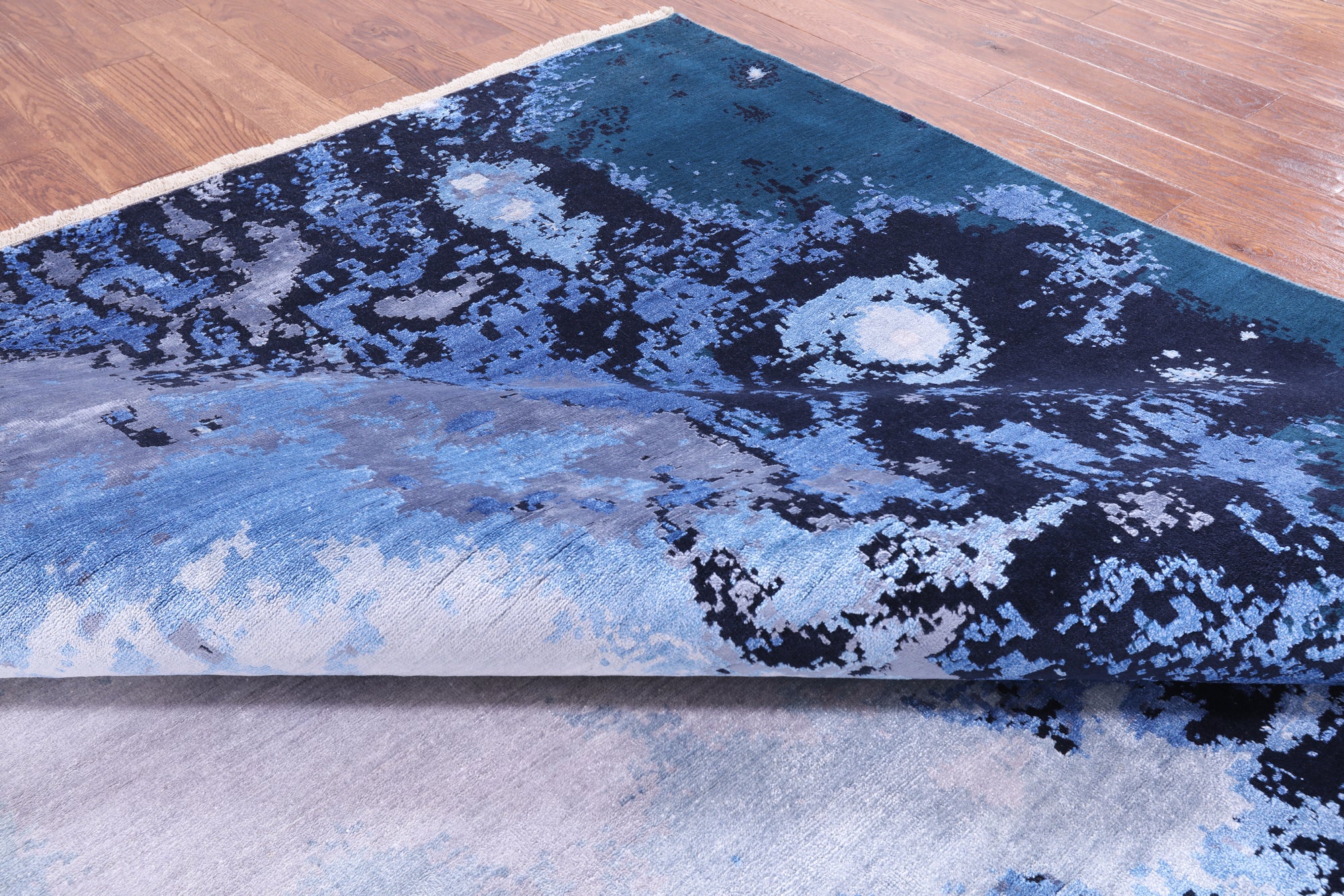Full Moon Design Modern Handmade Wool & Silk Rug - 9' 0" X 12' 0" - Golden Nile