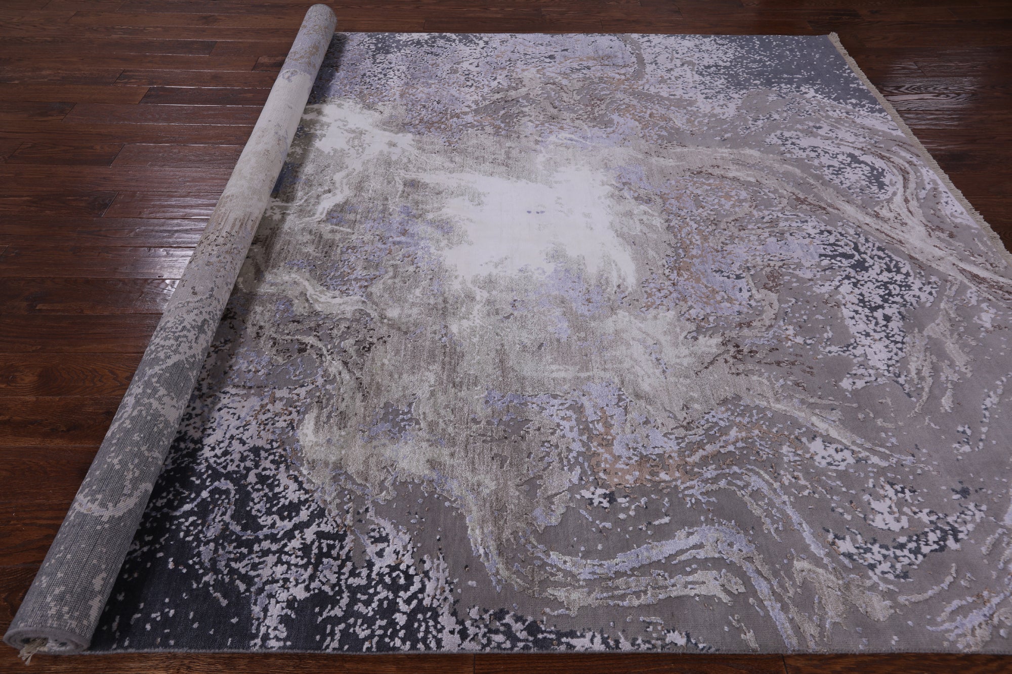 Modern Hand Knotted Wool & Silk Rug - 7' 11" X 9' 10" - Golden Nile