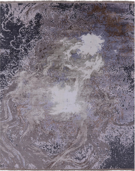 Modern Hand Knotted Wool & Silk Rug - 7' 11" X 9' 10" - Golden Nile