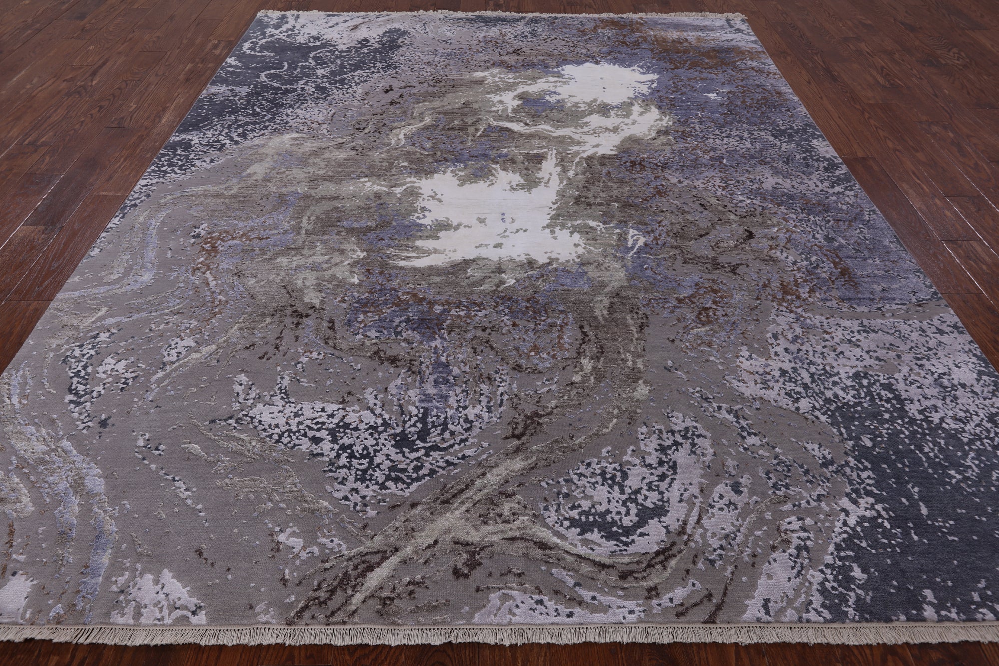Modern Hand Knotted Wool & Silk Rug - 7' 11" X 9' 10" - Golden Nile