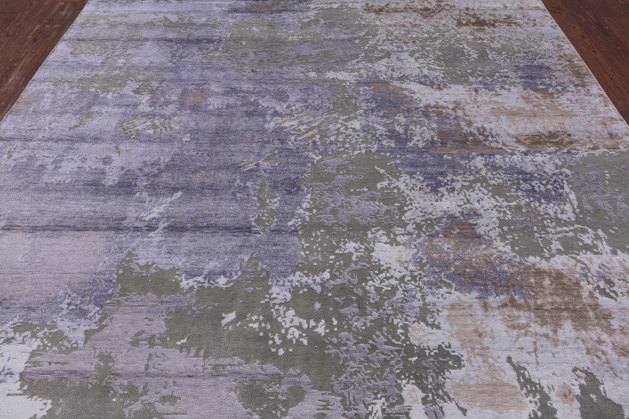 Modern Abstract Hand Knotted Wool & Silk Rug - 7' 11" X 9' 10" - Golden Nile