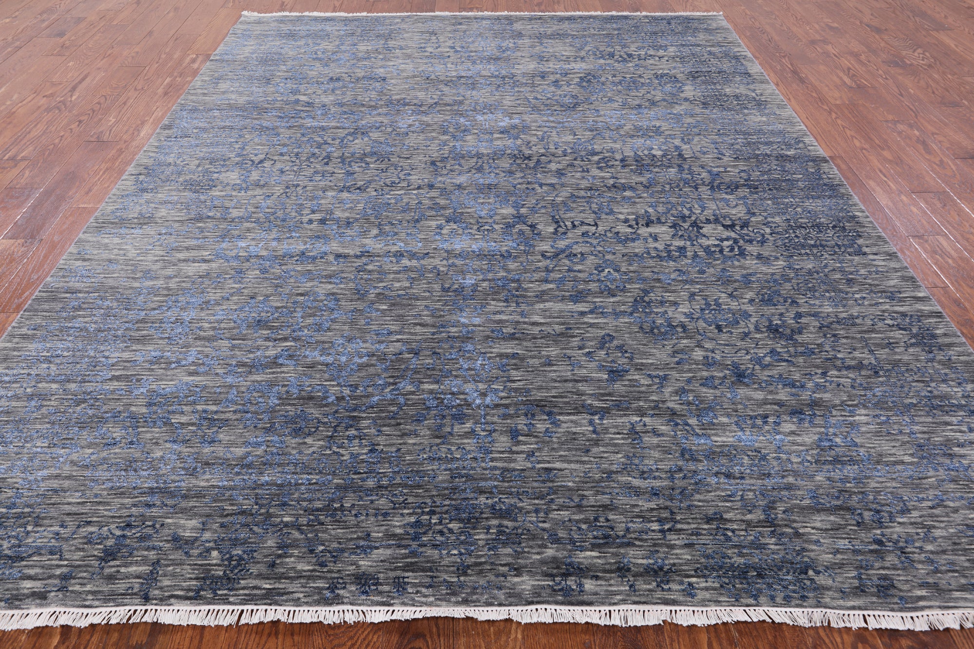 Grey Modern Hand-Knotted Wool & Silk Rug - 8' 2" X 10' 3" - Golden Nile