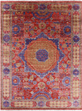 Geometric Persian Mamluk Hand-Knotted Wool Rug - 10' 2" X 13' 9" - Golden Nile