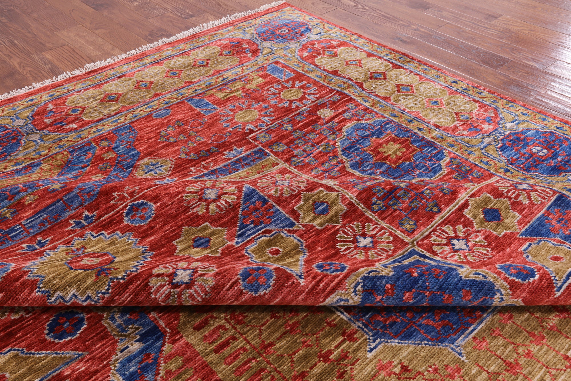 Geometric Persian Mamluk Hand-Knotted Wool Rug - 10' 2" X 13' 9" - Golden Nile
