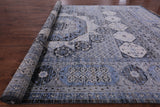 Grey Geometric Persian Hand Knotted Wool Rug - 12' 3" X 18' 2" - Golden Nile