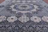 Grey Geometric Persian Hand Knotted Wool Rug - 12' 3" X 18' 2" - Golden Nile