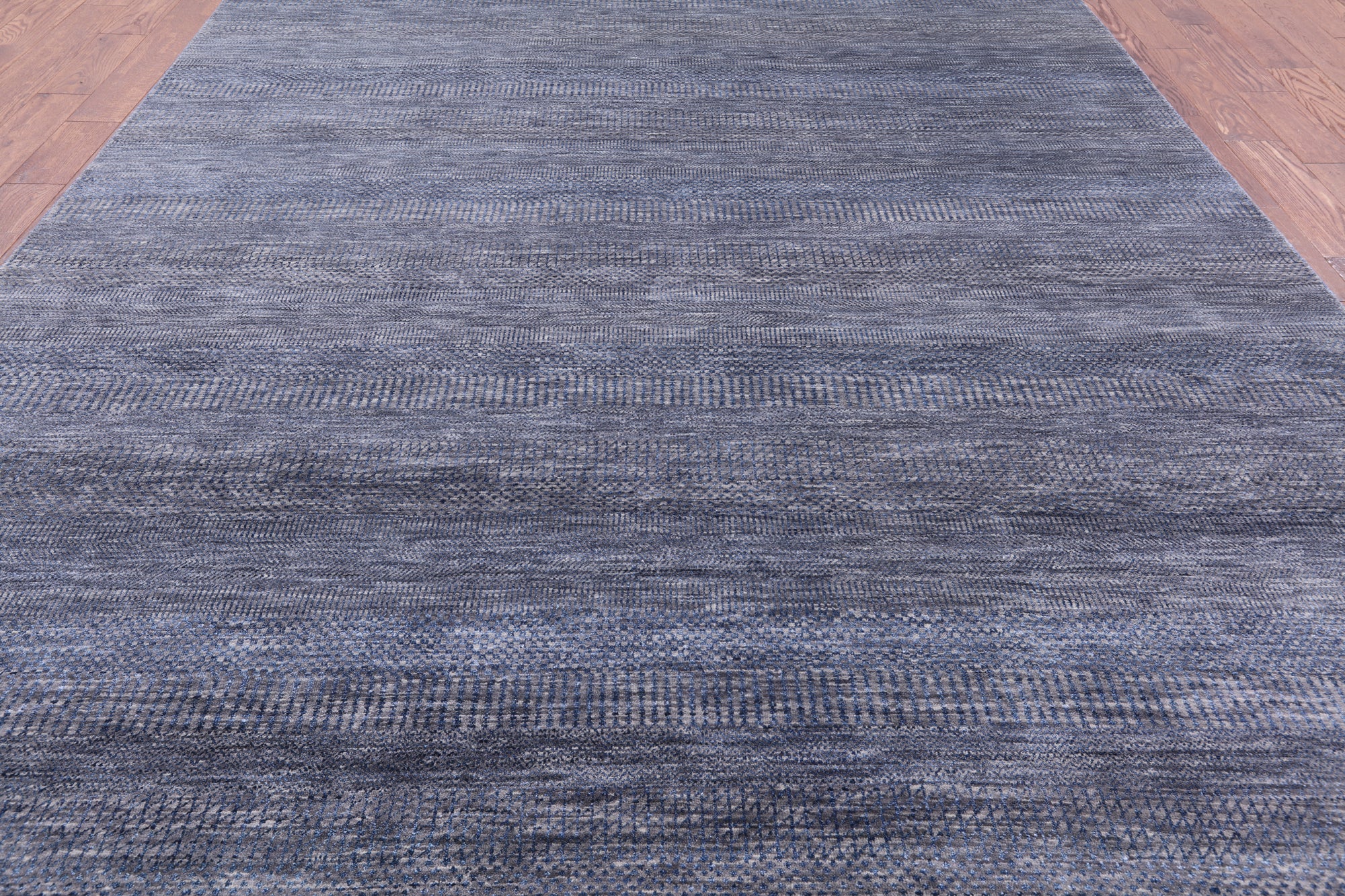 Grey Savannah Grass Hand Knotted Wool & Silk Rug - 8' 1" X 11' 3" - Golden Nile