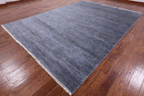 Grey Savannah Grass Hand Knotted Wool & Silk Rug - 8' 1" X 11' 3" - Golden Nile
